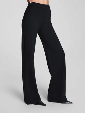 SPANX supersmooth PerfectFit Ponte Wide Leg Pants Black Sz Medium
